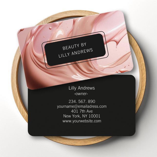 Carte De Visite Salon de Beauté Rose Fardée (Blush Pink Beauty Salon Business Card)
