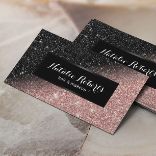 Carte De Visite Salon de beauté tendance Rose Gold & Black Parties