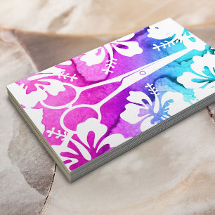 Carte De Visite Salon de beauté tropical d'aquarelle de coiffeur