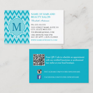 Carte De Visite Salon de Beauté Turquoise Chevron