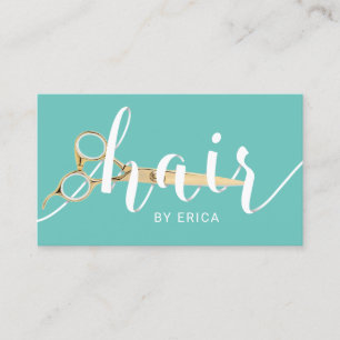 Carte De Visite Salon de beauté turquoise de typographie de papier