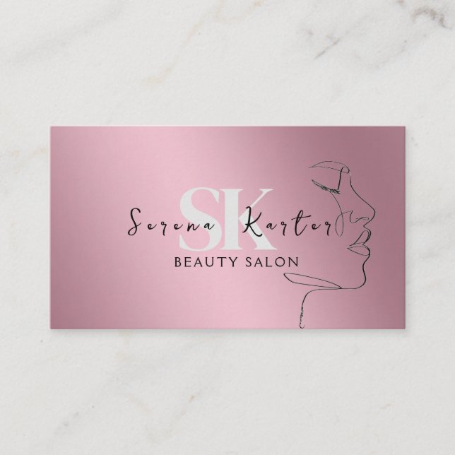 Carte De Visite Salon de beauté Visage Femme Abstraite Minimalisme (Devant)