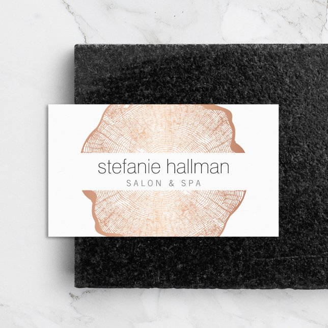 Carte De Visite Salon de Belle Bio Rose Gold Tree Rings (Créateur téléchargé)