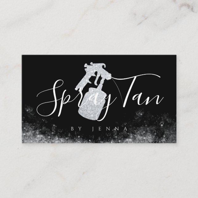 Carte De Visite Salon de bronzage en spray Tan Silver Glitter (Devant)