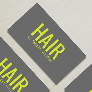 Carte De Visite Salon de cheveux gris vert gras minimaliste