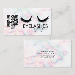 Carte De Visite Salon de cils Beauté Marbre Cils QR CODE