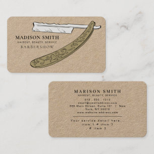Carte De Visite Salon de coiffeur minimaliste Barbershop Rustique