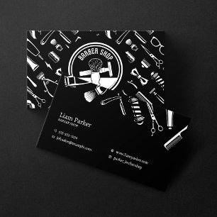 Carte De Visite Salon de coiffeur minimaliste noir et blanc pour c