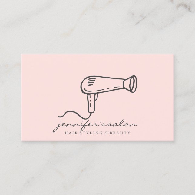 Carte De Visite Salon de coiffeur rose blush (Devant)