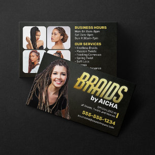 Carte De Visite Salon de coiffure africaine tressage Gold Black Ha
