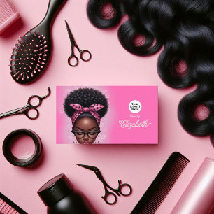 Carte De Visite Salon de coiffure afro branding rose chaud et blus