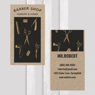 Carte De Visite Salon de coiffure barber Kraft Vintage Vertical
