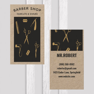 Carte De Visite Salon de coiffure barber Kraft Vintage Vertical