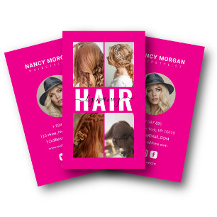 Carte De Visite Salon de coiffure Calligraphie Photo Collage Rose