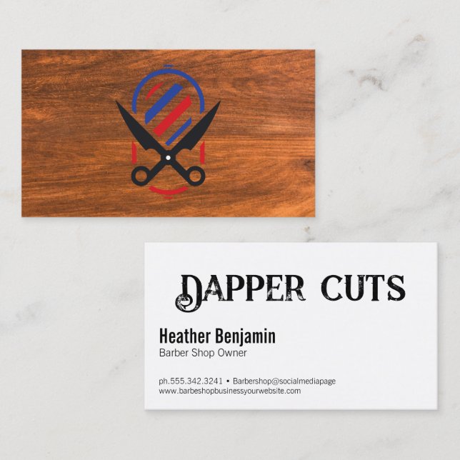 Carte De Visite Salon de coiffure | Ciseaux | Bois (Devant / Derrière)
