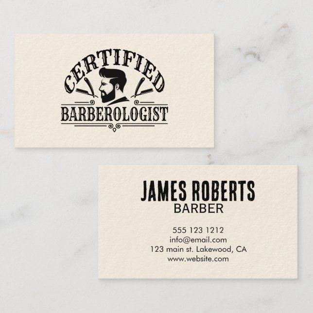 Carte De Visite Salon de coiffure Coiffeur Professionnel Barbier (Devant / Derrière)