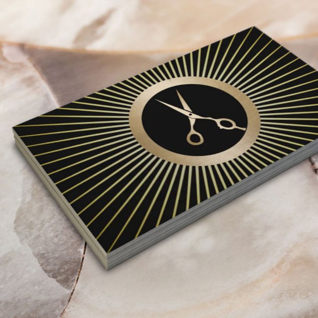 Carte De Visite Salon de coiffure de ciseau doré moderne (Créateur téléchargé)