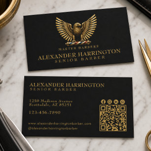 Carte De Visite Salon de Coiffure Élégant Logo Aigle Royal Coiffeu