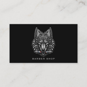 Carte De Visite Salon de coiffure élégant Logo Silver Wolf Coiffeu