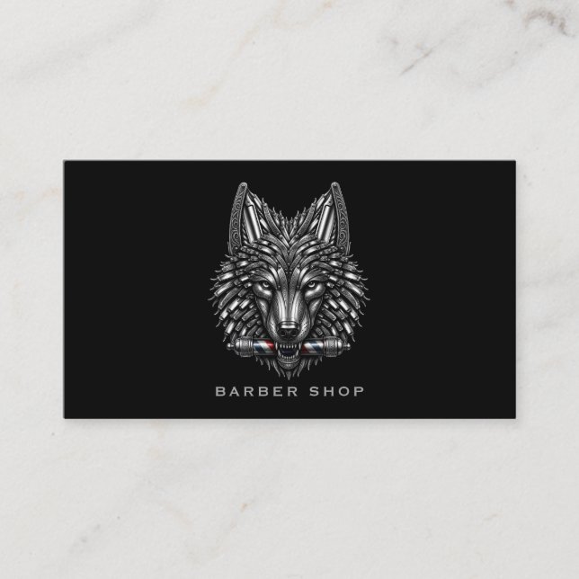 Carte De Visite Salon de coiffure élégant Logo Silver Wolf Coiffeu (Devant)