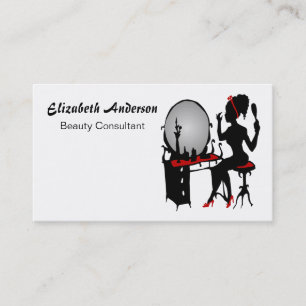 Carte De Visite Salon de coiffure en noir rouge classique