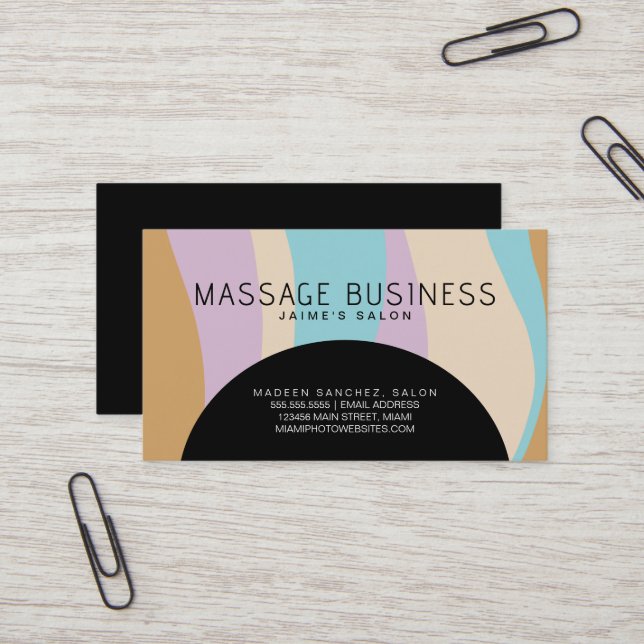 Carte De Visite Salon de coiffure entreprise de massage abstrait D (Devant/Arrière en situation)