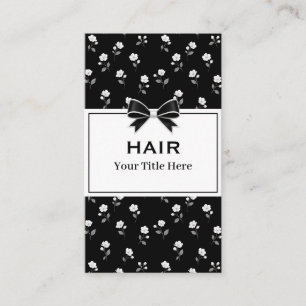 Carte De Visite Salon de coiffure floral noir et blanc Coiffeur St