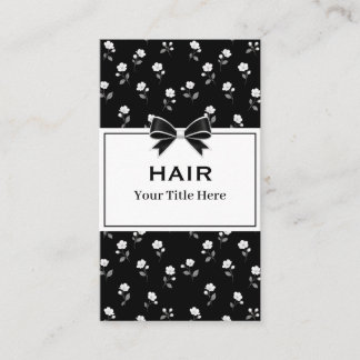 Carte De Visite Salon de coiffure floral noir et blanc Coiffeur St