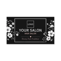 Salon de coiffure floral noir et blanc élégant