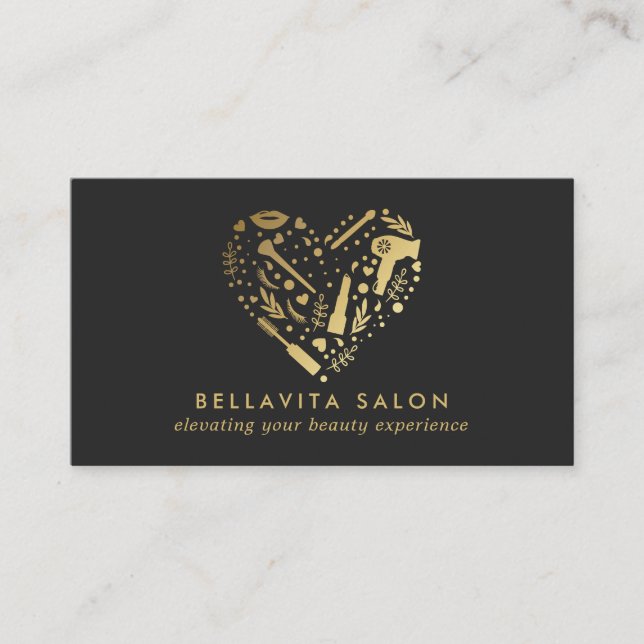 Carte De Visite Salon de coiffure Gold Heart (Devant)