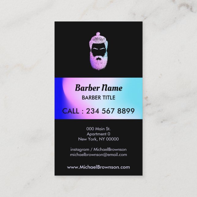Carte De Visite Salon de coiffure hologramme hipster (Dos)