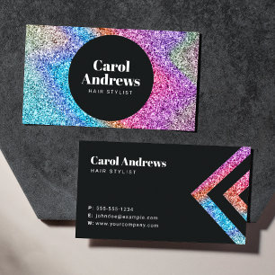 Carte De Visite Salon de coiffure holographique Clean Rainbow Glit