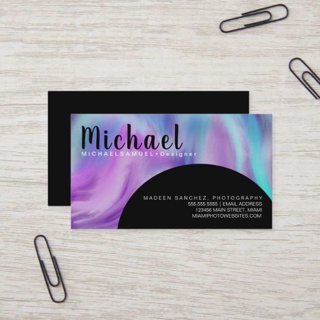 Carte De Visite Salon de coiffure intérieur marbré (Devant/Arrière en situation)