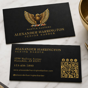 Carte De Visite Salon de coiffure Luxe Aigle Doré Logo Coiffeur