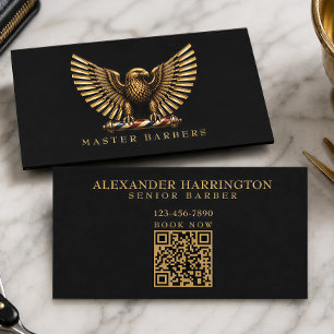 Carte De Visite Salon de coiffure Luxe Aigle Doré Logo Coiffeur