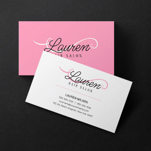 Carte De Visite Salon de coiffure Minimal Simple Blanc Rose Coiffe