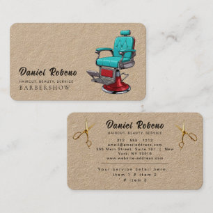 Carte De Visite Salon de coiffure minimaliste Barbershop rustique