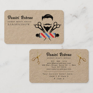 Carte De Visite Salon de coiffure minimaliste Barbershop rustique