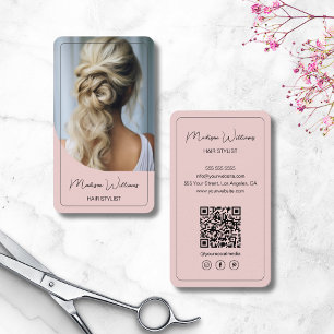 Carte De Visite Salon de coiffure moderne Script Rose
