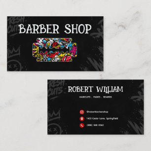 Carte De Visite Salon de coiffure moderne urbain lame de rasoir Gr