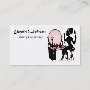 Carte De Visite Salon de coiffure noire rose Girly Consultant