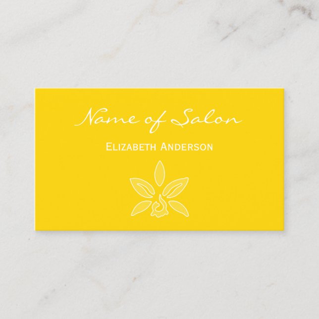 Carte De Visite Salon de coiffure Orchidée jaune (Devant)