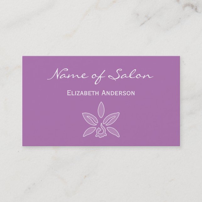 Carte De Visite Salon de coiffure Orchidée Violette (Devant)