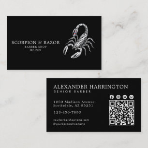Carte De Visite Salon de Coiffure Professionnel Code Qr Scorpion A