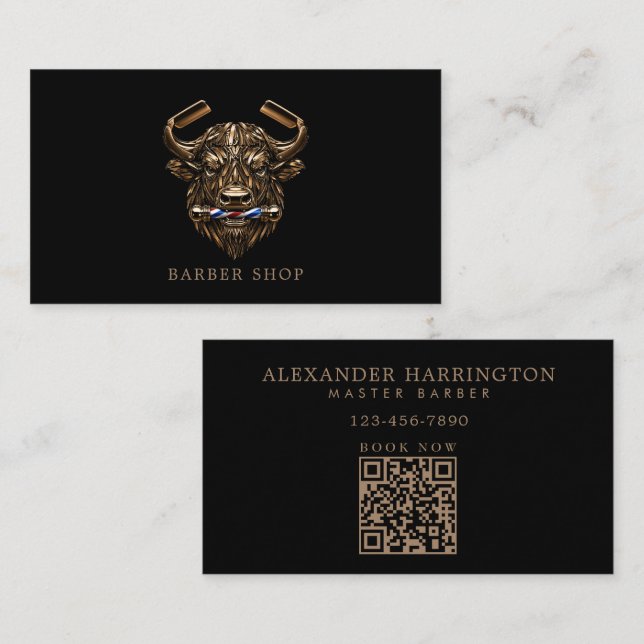 Carte De Visite Salon de coiffure professionnel minimal Bronze Buf (Devant / Derrière)