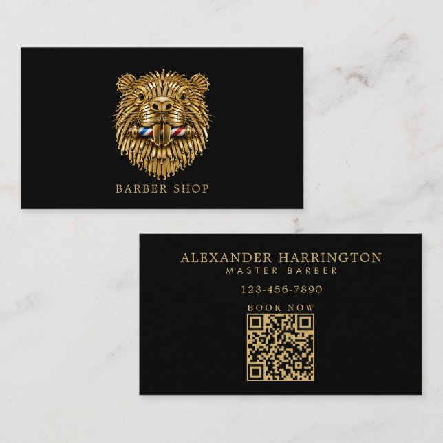 Carte De Visite Salon de coiffure professionnel minimal Golden Bea (Devant / Derrière)