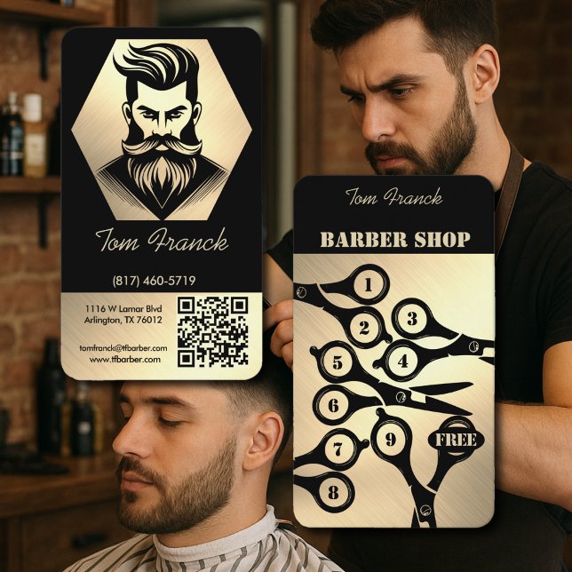 Carte De Visite Salon de Coiffure Professionnel Noir&Or Fidélité e (Créateur téléchargé)