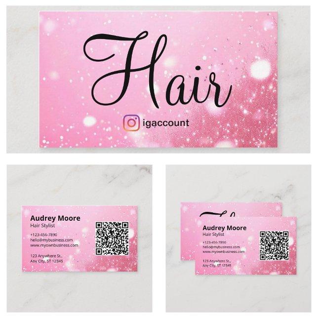 Carte De Visite Salon de coiffure rose (Pink Hair Stylist Hair Salon Business Card
)