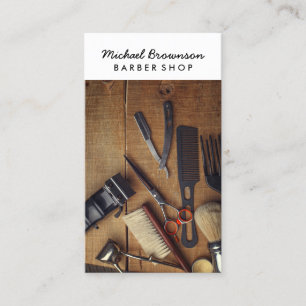 Carte De Visite Salon de coiffure rustique bois hipster