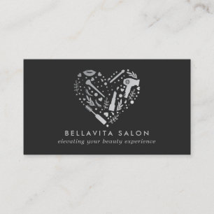 Carte De Visite Salon de coiffure Silver Heart